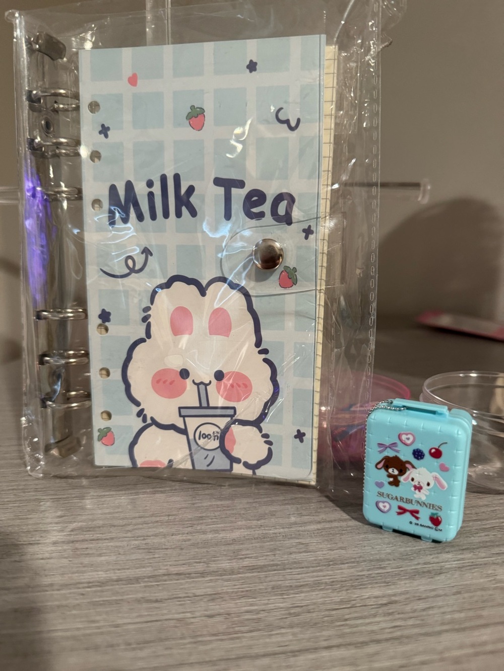 Milk Tea Bunny Plastic Notebook and Sugarbunnies Gachapon